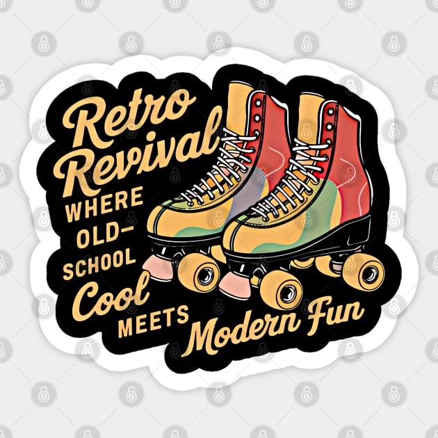 Orange and Black Roller Skates: A Retro Revival with a Modern Twist Sticker by PopArtyParty